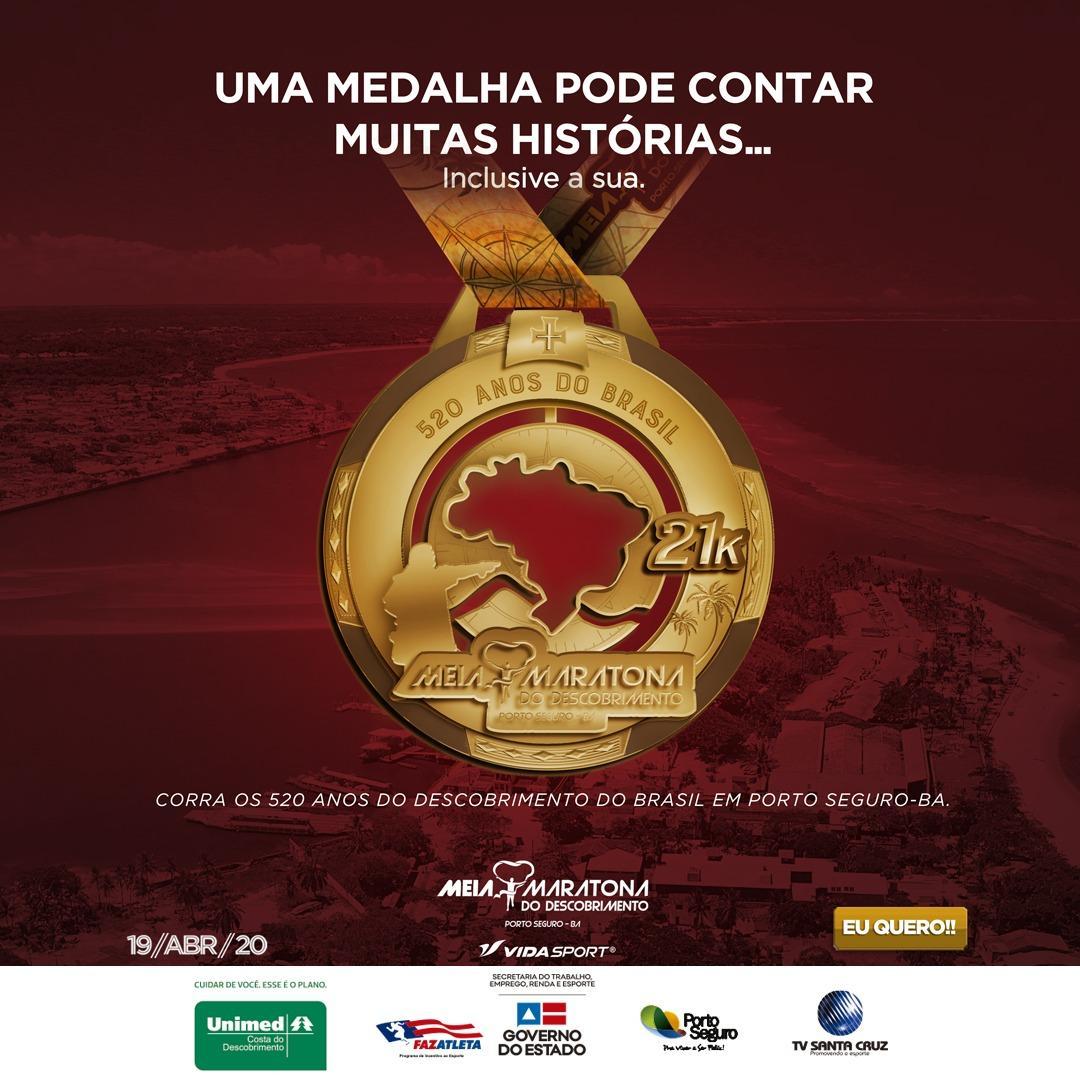 Troféus e medalhas da Meia Maratona do Descobrimento resgatam elementos históricos